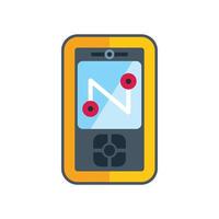 Gps navigation device showing route on screen with two pins vector