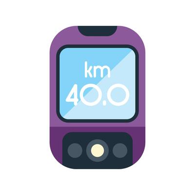 Purple gps device showing 40 kilometers distance