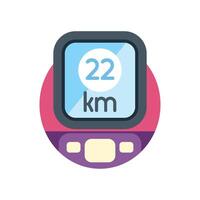 Fitness tracker showing distance in kilometers flat icon vector
