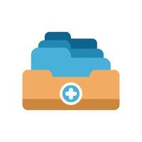 Medical history files with cross sign in folder icon vector