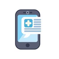 Smartphone showing medical information with cross symbol in chat bubble vector