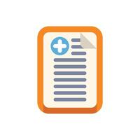 Orange clipboard showing medical report with cross symbol for healthcare vector