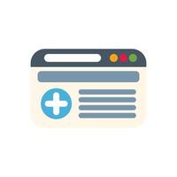 Internet browser window displaying medical information with plus sign icon vector