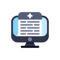 Online medical record displaying on computer screen icon vector
