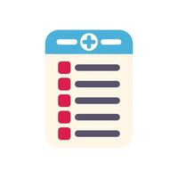 Mobile app displaying medical record information with checkboxes vector