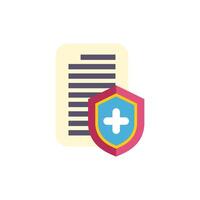 Medical insurance policy protecting document with shield icon vector