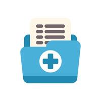 Blue medical folder with documents and a white cross symbol vector