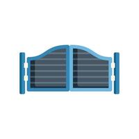 Blue double swinging arched metal gate protecting property vector