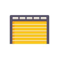 Yellow automatic garage door closing with white lines on a white background vector
