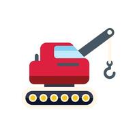 Red crawler crane lifting with hook flat icon design vector
