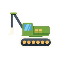 Green excavator digging with its bucket on construction site vector