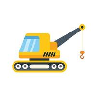 Yellow crawler crane lifting with hook isolated on white background vector