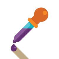 Dropper dispensing liquid creating a purple drop with shadow vector