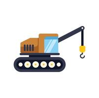 Crawler crane lifting heavy load with hook on building site vector