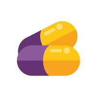 Two purple and yellow pills lying on each other vector