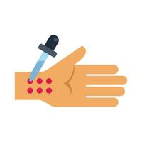 Doctor applying antiseptic on injured hand using dropper vector