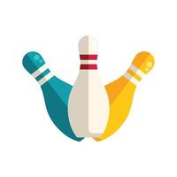 Three colorful bowling pins standing up on white background vector