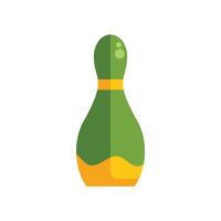 Green bowling pin standing up on white background vector