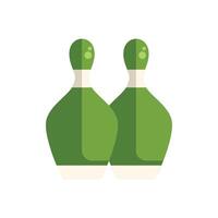 Two green bowling pins standing on white background vector