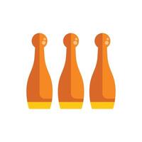 Three bowling pins standing in a row icon vector