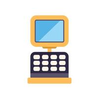 Electronic cash register showing empty screen standing on counter vector