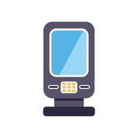 Old mobile phone showing blank screen standing upright vector