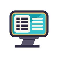 Desktop computer showing spreadsheet software interface vector