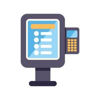 Self ordering kiosk with card reader displaying menu options for customers vector