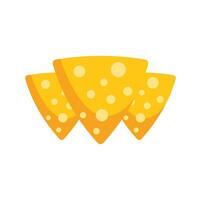 Three nachos chips forming a triangle with melted cheese vector