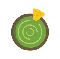 Bowl of guacamole dip with nachos chip on white background vector