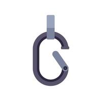 Climbing carabiner icon showing metal loop for safety vector