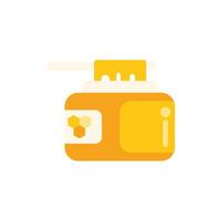 Honey jar with honey dipper stick dripping honey vector