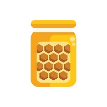 Honey jar with honeycomb pattern showing delicious golden nectar vector