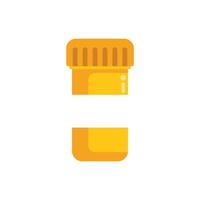 Open empty orange pill bottle lying open on white background vector
