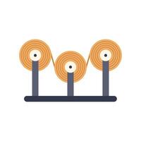 Textile production machine winding threads on spools vector