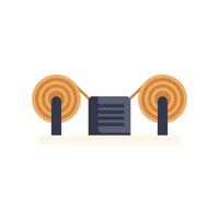 Mechanical device with rotating wheels connected by string illustration vector