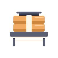 Graduation cap resting on stack of books over bench in school hallway vector