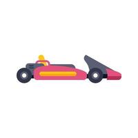 Red go kart with yellow stripes waiting at starting line vector