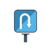 Blue u turn sign indicating a change of direction vector