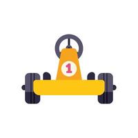 Yellow go kart racing number one front view vector