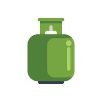 Green propane gas cylinder with valve for cooking and heating vector