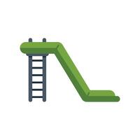 Green playground slide with ladder leading to top on white background vector