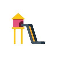 Playground slide connecting small house tower with ground vector