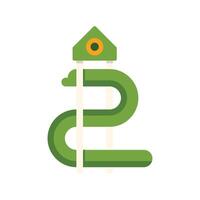 Green double slide with roof on white background, designed in a flat style vector