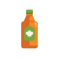 Maple syrup bottle with green label showing maple leaf vector