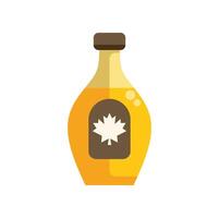 Bottle of maple syrup with maple leaf logo containing sweet syrup vector