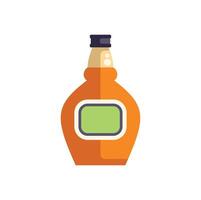 Orange bottle with green label is standing on white background vector