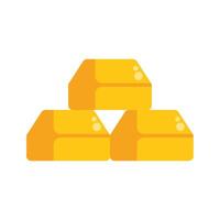 Three gold bars forming a small pyramid on white background vector