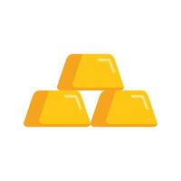 Three gold bars stacked on white background vector