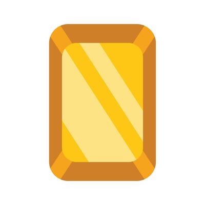 Golden tablet reflecting light with diagonal lines on its surface